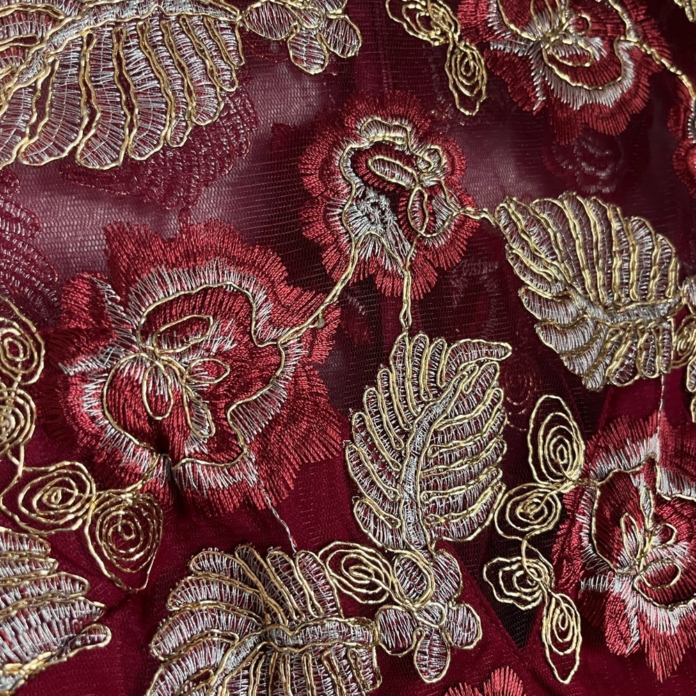 Maniju Elegant Red Floral Lace Dress - Picture 3 of 7